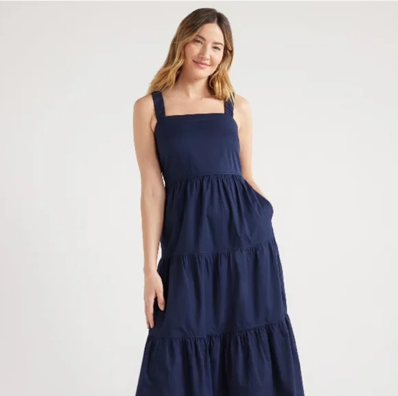 JOIE Tiered Navy Maxi Summer Dress - Picture 1 of 7